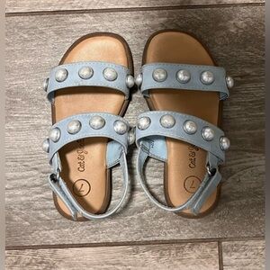 Cat & Jack Kids Light Blue Sandals with Pearl Accents